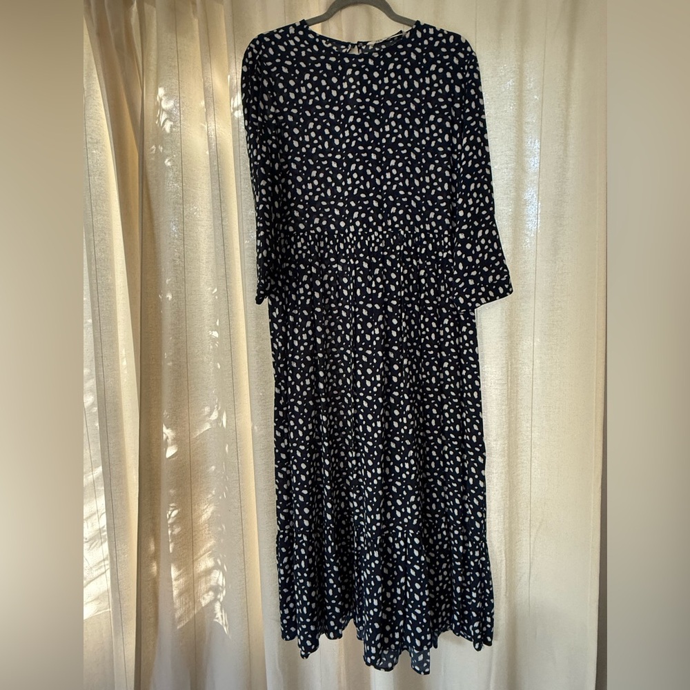 Zara Blue and White Patterned Maxi Dress